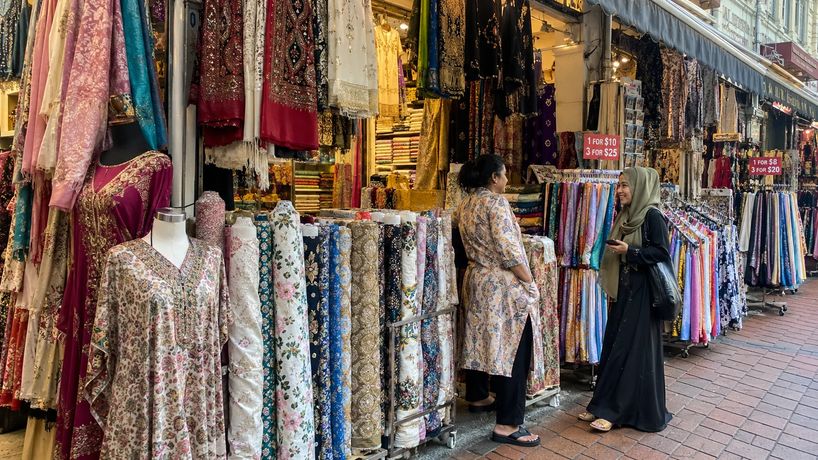 AI-generated Arab Street shophouse scene