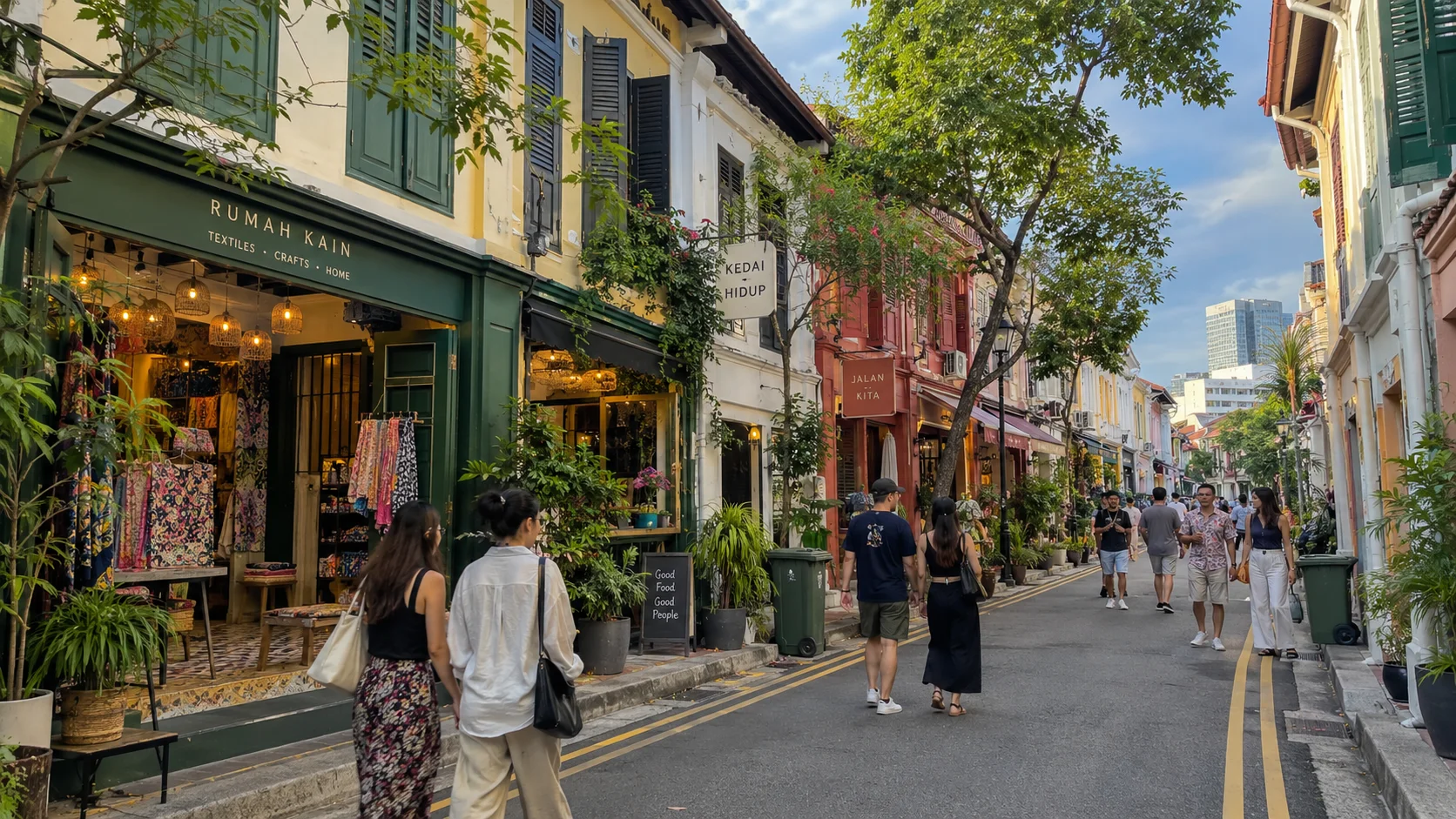 AI-generated Kampong Glam street scene
